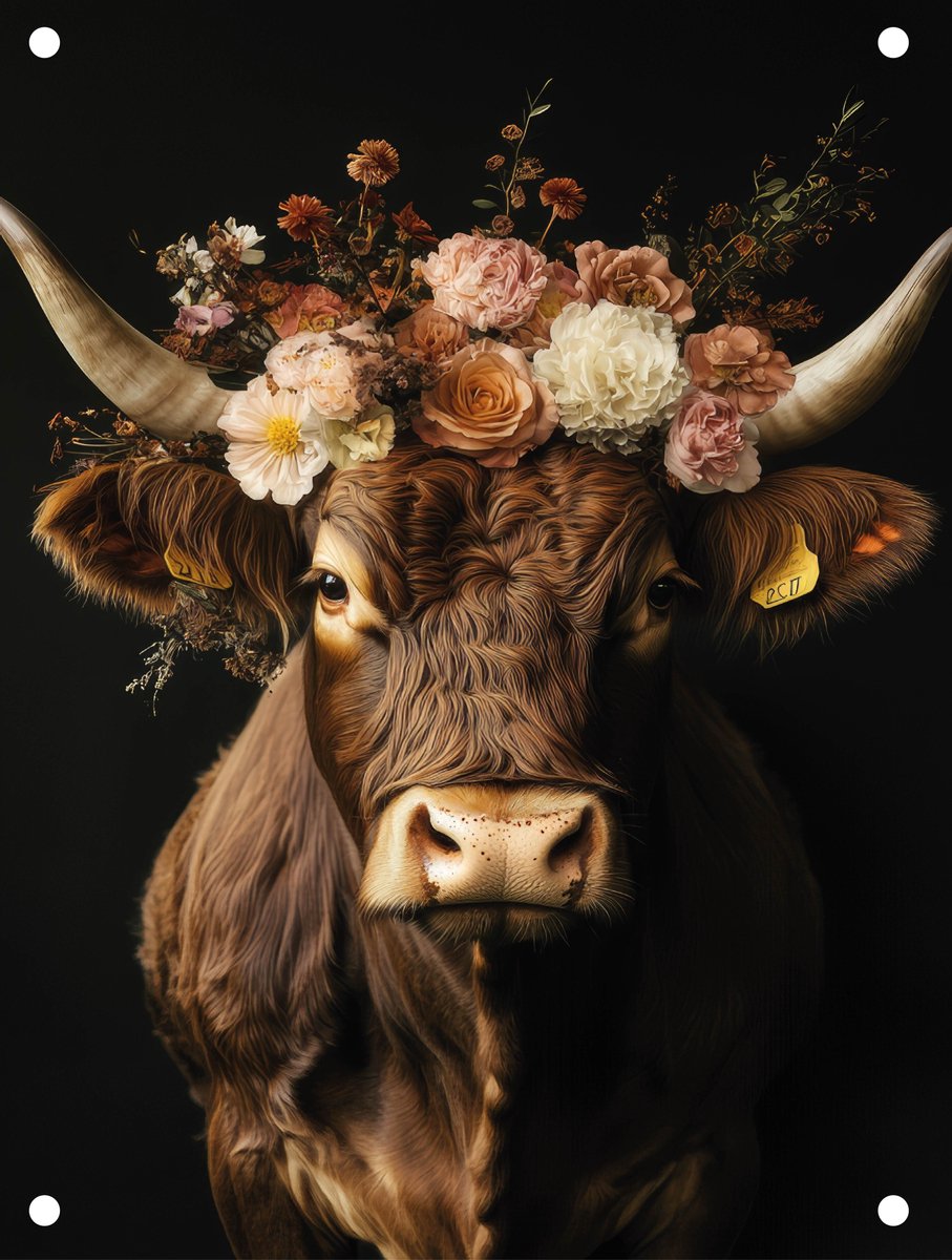 Tuinposter Hooglander met bloemen