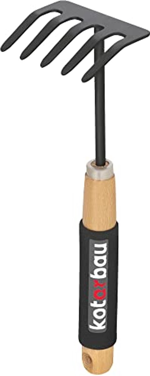 KOTARBAU® Tuinhark, Metalen Hark, 9 cm, Handhark met Houten 