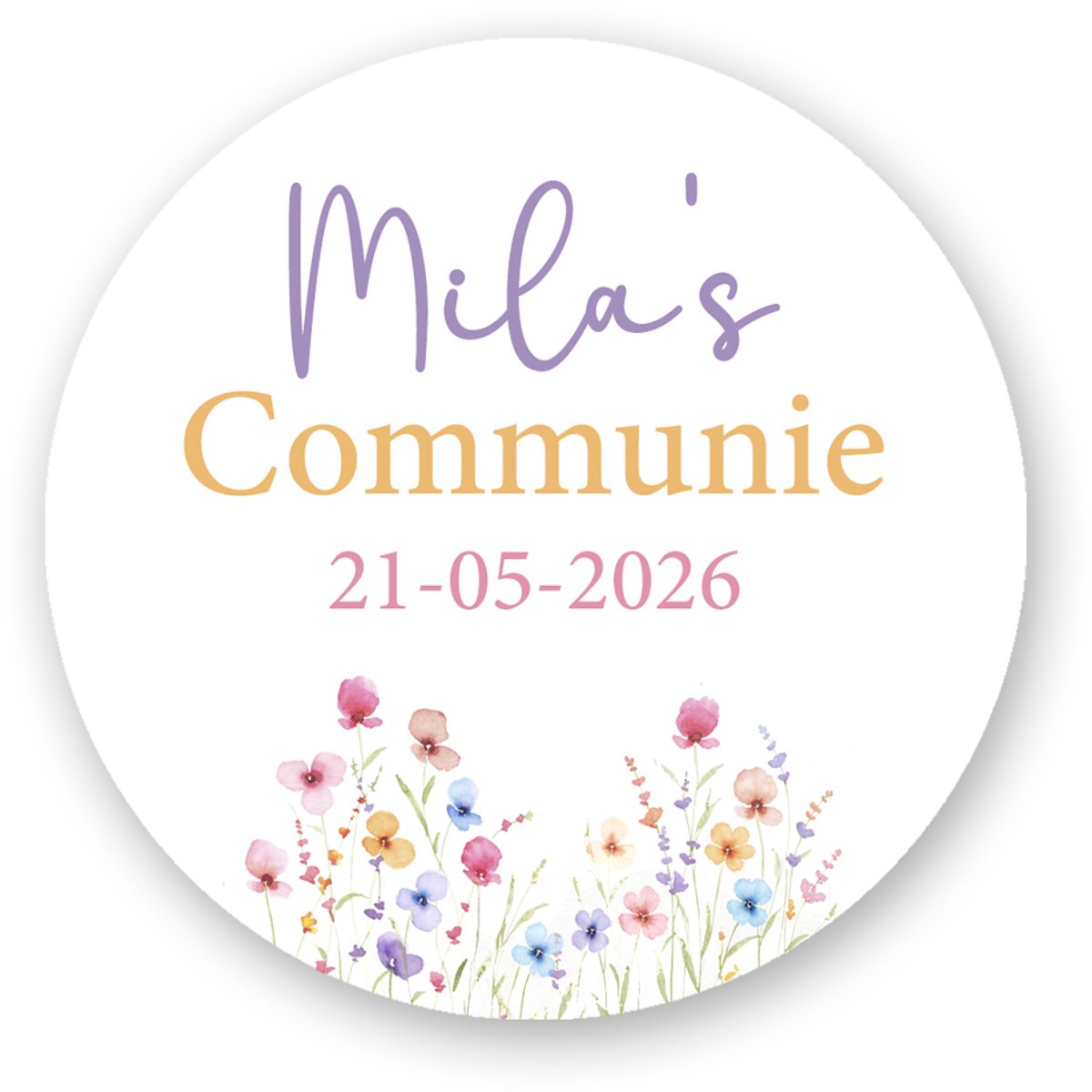 25x Communie Sluitsticker – Persoonlijke Communie Sticker met Naam en Datum – 4 cm