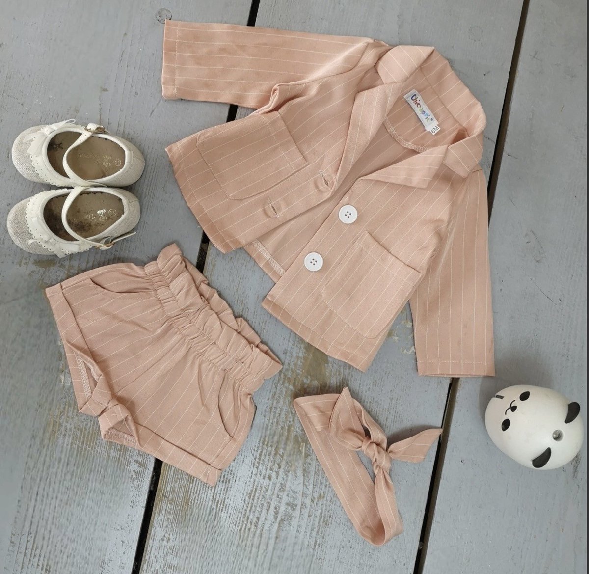 Baby meisjes 3-delige set roze gestreept, verkrijgbaar in de maten 68 t/m 98