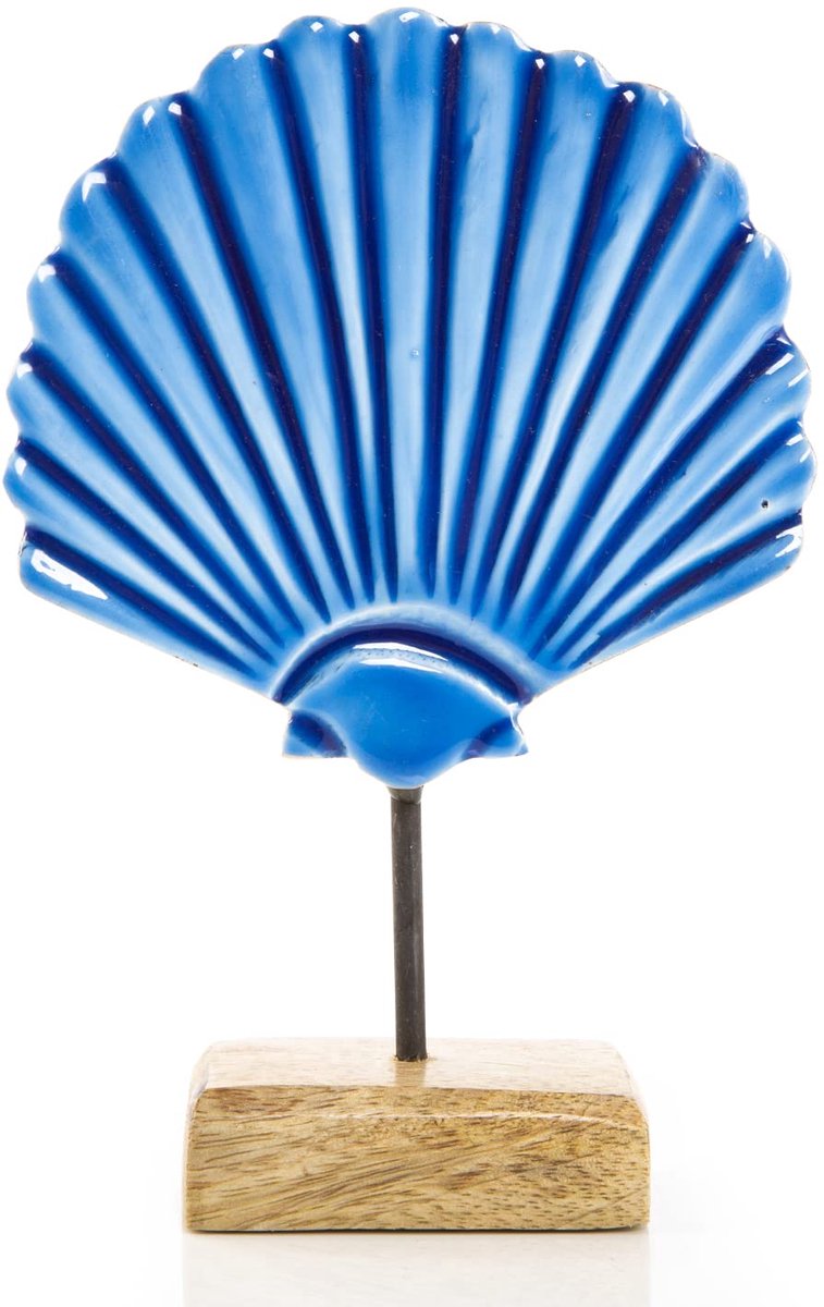 Maritime Decoratie - Blauwe Muschel Figur - 19 x 14 x 5 cm