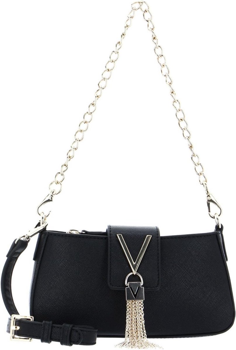 Zwarte Dames Schoudertas met Ketting en Verstelbare Band - Compact Formaat