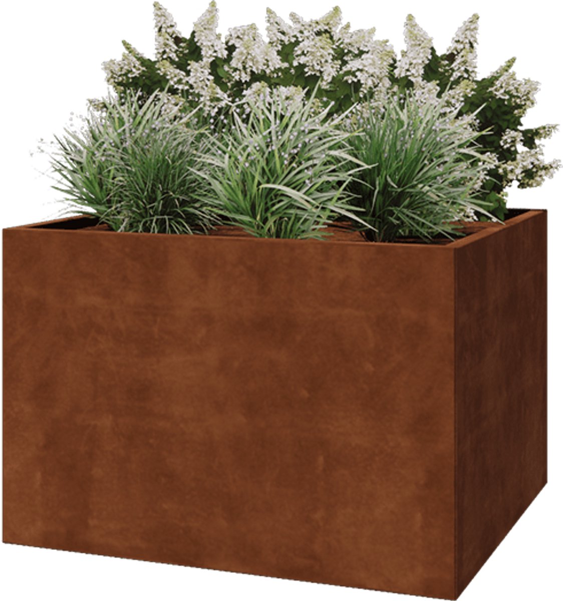 Cortenstaal plantenbak - Rechthoek - 120x100x80cm - Roestkleur - Met bodem - MySteel