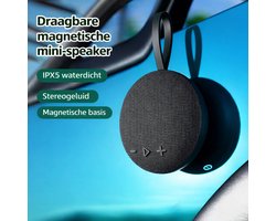 Mini Bluetooth Speaker Draadloos – Portable Waterproof IPX5 Speaker – 6W Stereo Geluid – Bluetooth 5.3 – Magnetische Muziek Box – TF Kaart MP3 – Compacte Speaker voor Smartphone, Laptop en Tablet-Zwart