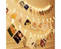 Maness® Fotoslinger met verlichting - 3 meter & 20 LED lichtjes - Foto - lichtsnoer met knijpers - Lichtslinger - Batterij - Feesten - Verlichting - Bruiloft - Valentijnscadeau - Decoratie