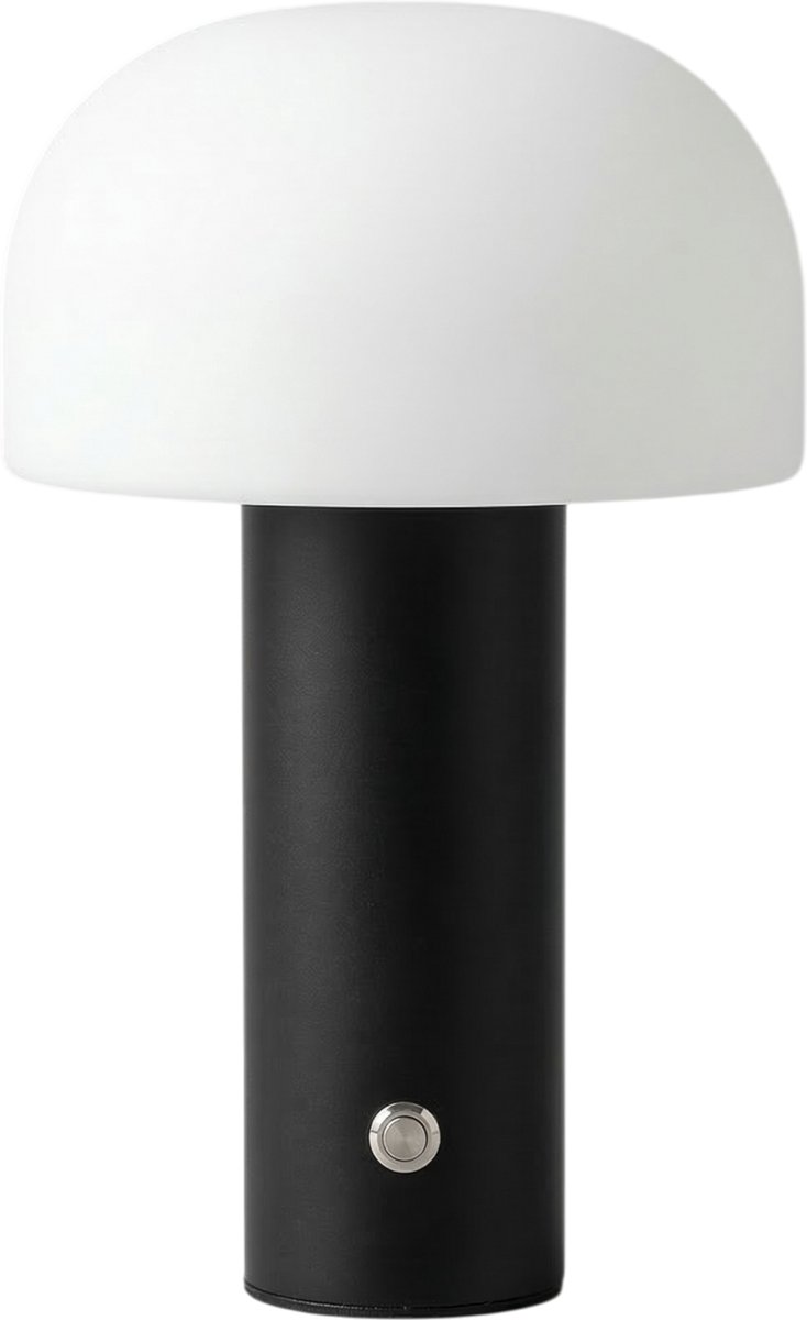 Draadloze Design Paddenstoel Tafellamp - 3 Lichtkleuren - Oplaadbaar (USB-C) - Dimbaar - IP54 Spatwaterdicht - Tot 10 Uur Accu - LED - Zwart