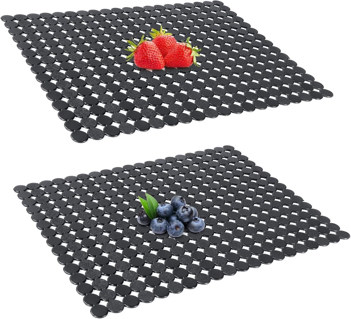 Gootsteenmat - Rechthoekig - Zwart - 2 Stuks - 30x40cm - Voor 35 x 45 cm Wasbak