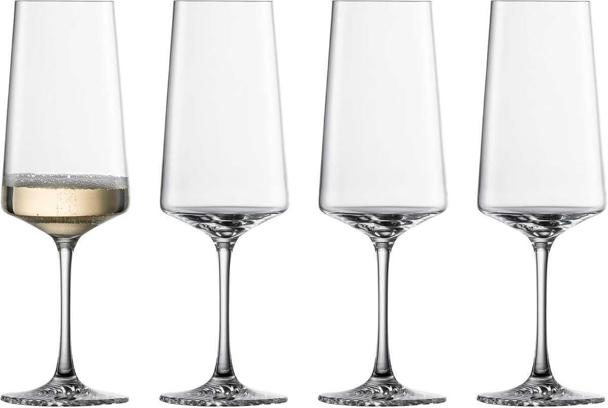 Set van 4 Kristallen Wijnglazen met Getextureerde Voet