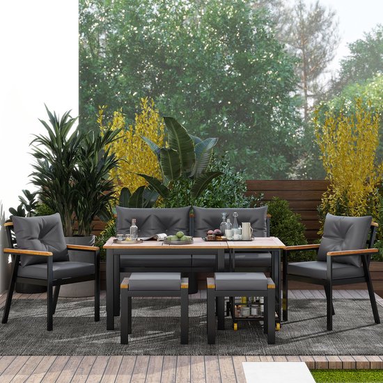 Tuintafel Set Tuintafel Set - 6-7 Persoons - Tuintafels Met Stoelen En Serveerwagen ...
