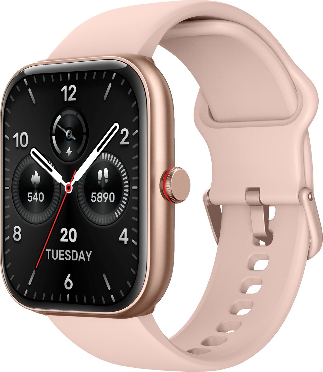 Bol.com SAMMIT Luxe Smartwatch Dames Rosé Goud - Stappenteller - IOS en Android - Full HD Touchscreen - Met 3 Bandjes - 42MM aanbieding