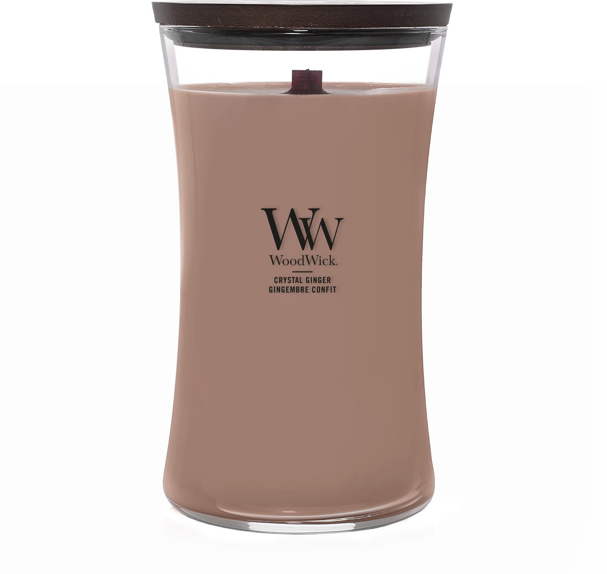 WoodWick Hourglass - Crystal Ginger - Large Geurkaars - 130 branduren Bruin