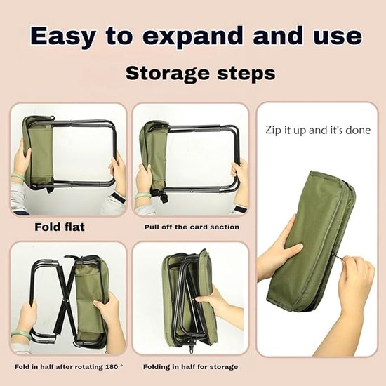 Opvouwbare Krukken - Opvouwbare Kampeerstoel - Schoudertas - Opvouwbare Kampeerkruk Buitenkruk - Zakhandtaskruk - Kan Crossbody Gedragen Worden - Visgereedschap - Geschikt Voor Kamperen, Backpacken, Wandelen En Vissen - Zwart — afbeelding 4