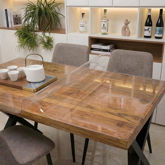 Generic Tafelbeschermer Glashelder 100 x 180 cm, 1,7 mm Dikte, 100% Transparant, Gemakkelijk Schoon te Maken en Waterdicht, Transparante Tafelkleed, Tafelbeschermer, Hoge Kwaliteit, Tafelzeil