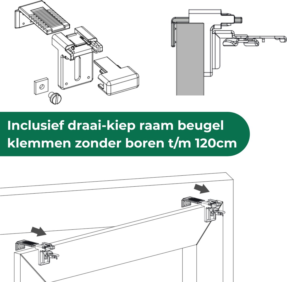 Dutchblinds - Plisségordijnen - verduisterend - Wit - 75 x 175 cm - Raamdecoratie op maat – foto 6