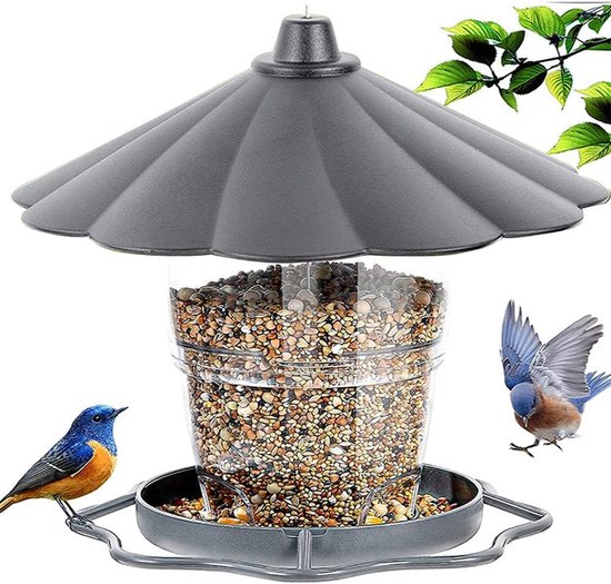 Mangeoire à oiseaux – Lanterne mangeoire extérieure – Distributeur suspendu étanche à l'eau – 1 pièce – Zwart