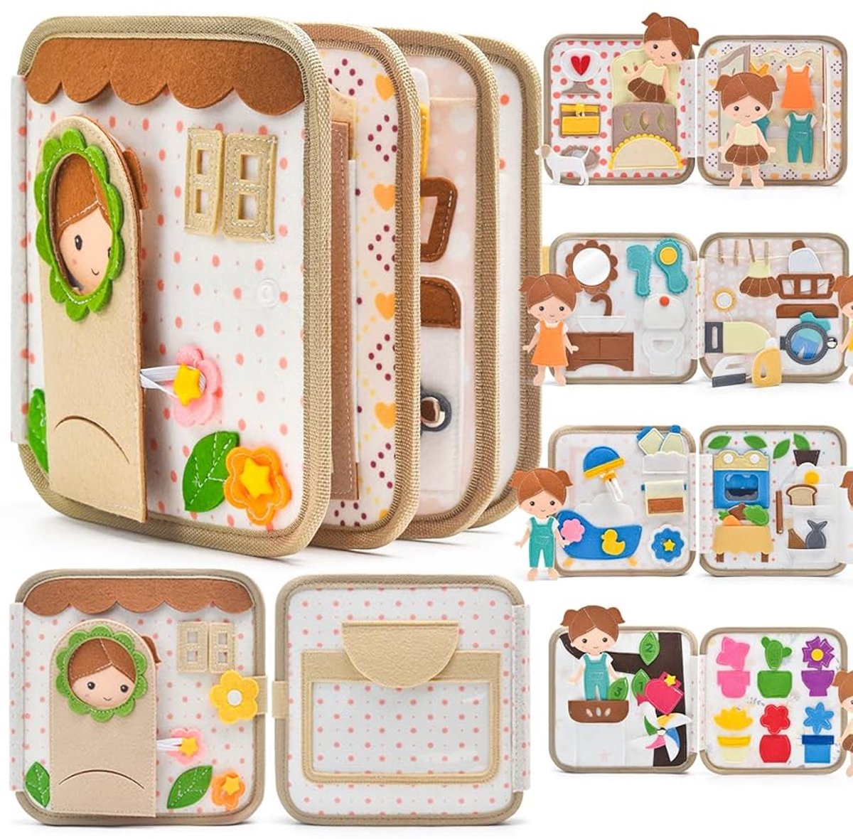 Joymaxx® Montessori Activiteitenboek Mijn Huisje - Busy Board Montessori Speelgoed 3-5 jaar - Speelgoed voor onderweg - Cadeau Meisje 4 jaar - Educatief Speelgoed voor in de auto — afbeelding 10