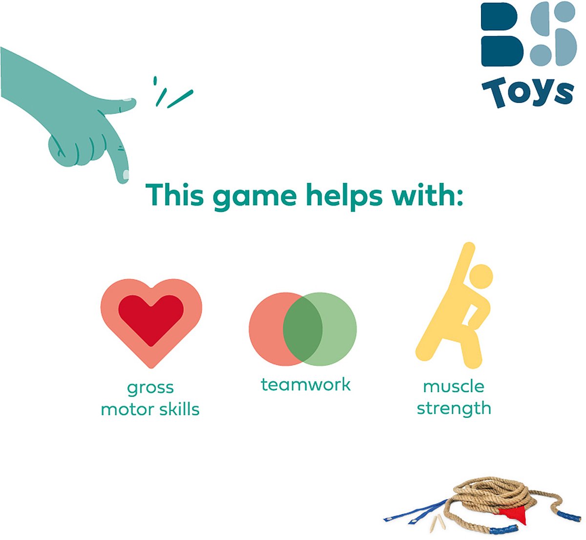 BS Toys Touwtrekken – 10 Meter Lang Touw met Opbergtas – Sportief Buitenspel voor Kinderen vanaf 6 Jaar — afbeelding 7