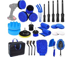 26-delige Autodetailing Set – Complete Auto Reinigingsset met Borstels, Microvezeldoeken en Boorborstels – Auto Schoonmaakset voor Interieur, Velgen en Dashboard