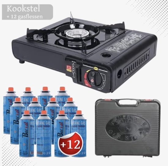 Draagbaar Gasfornuis - Camping Kookstel - Gas Stove - Gasfornuis - Kooktoestel - Outdoor - Op Reis - 12 gasflessen