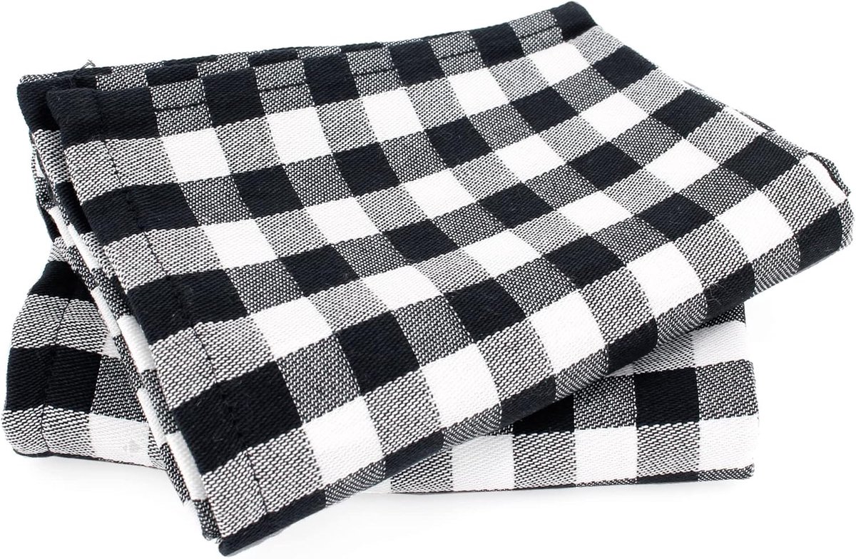 Set van 2 Keukenhanddoeken Zeildoek Zwart 50x70 cm