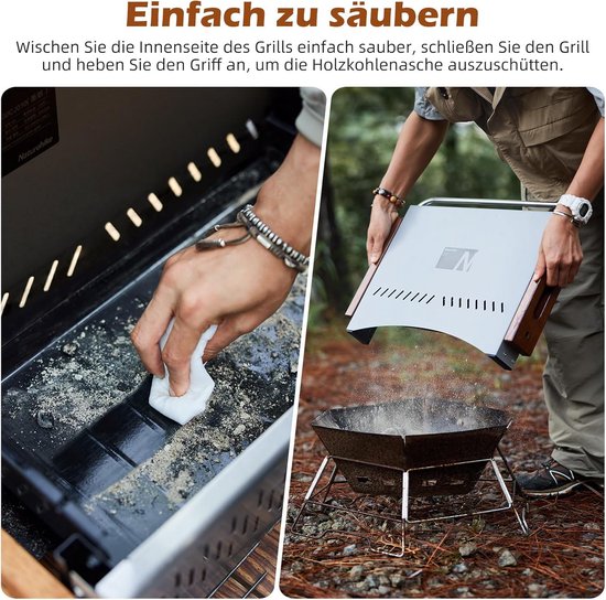 Draagbare Houtskoolgrill voor Camping en Tuin, 50,2 x 32,8 x 33,5 cm, Tafelgrill voor 4-8 Personen, Lichtgewicht en Ruimtebesparend van Merkloos — afbeelding 5