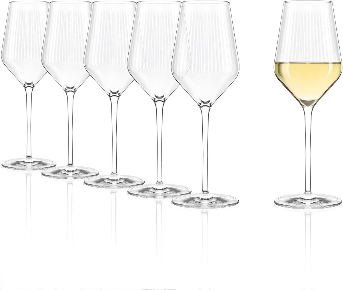 Set van 6 Kristallen Witte Wijnglazen 405 ml - Loodvrij en Vaatwasmachinebestendig