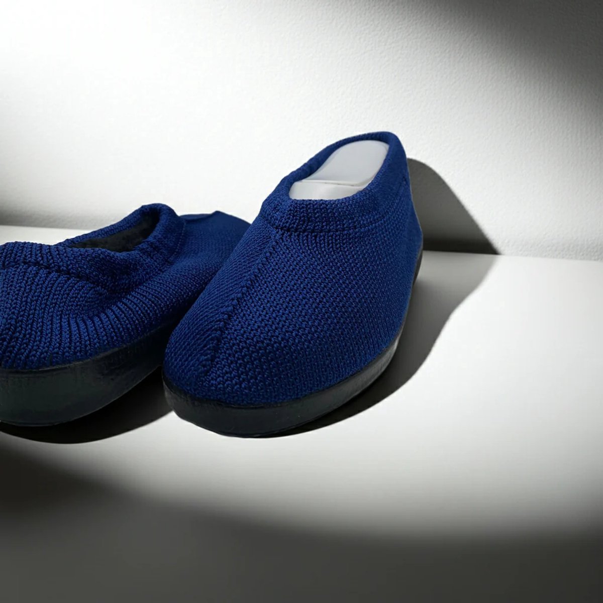 Gevoerde Gebreide Portugese Schoen - Blauw Kobalt - Maat 38 - Instappers - Pantoffel
