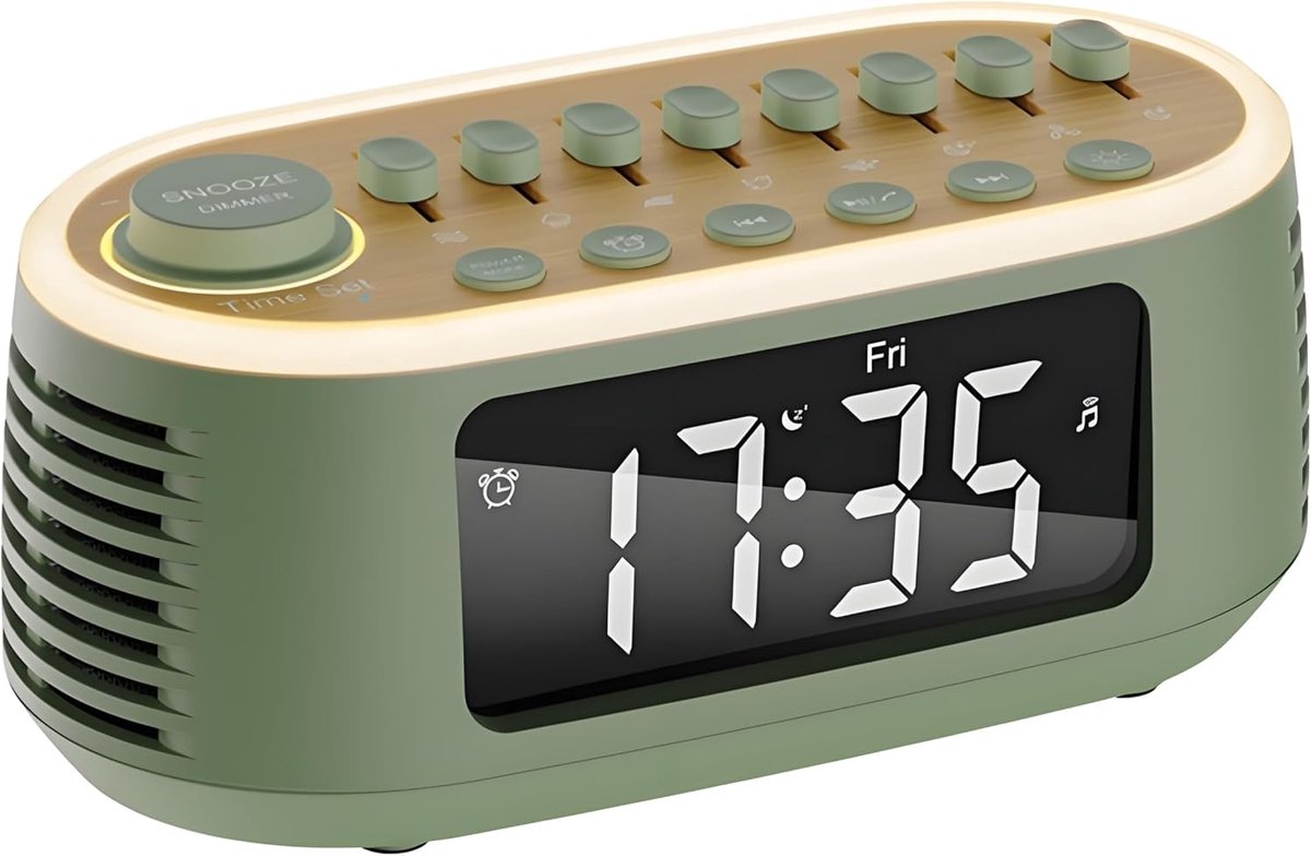 Witte Ruis Machine met Bluetooth Speaker, Digitale Wekker en RGB Nachtlamp