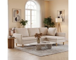 Bealife AR104 Modulaire hoekbank L-vorm – 4-persoons – DIY indeling – Zachte chenille– Voor Woonkamer – Beige
