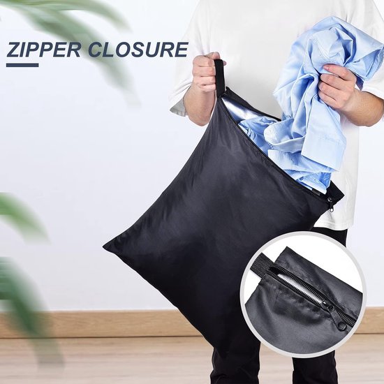 Wet Bag - 40 × 50 cm - Natte tas - 2 Stuks - Zwemtas - Waszak - Waterdichte Opbergtas Groot - Waterproof Wet Bag met Zip - Waterdichte Opbergzakken - Wetbag Luiers - Reiswaszak - Reistas - Herbruikbare Bag - Voor Zwemkleding en Sportkleding - Zwart van Merkloos — afbeelding 2