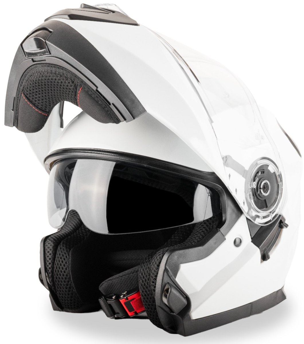 VINZ Santos Systeemhelm met Zonnevizier - Scooterhelm & Motorhelm & Brommerhelm - ECE 22.06 goedgekeurd - Wit - L