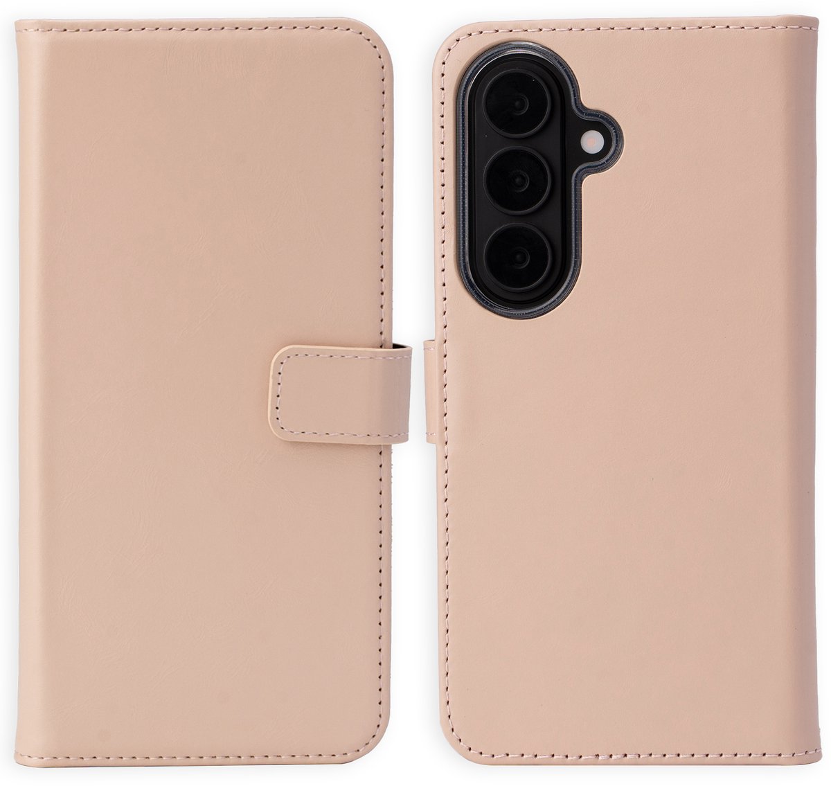 Selencia Hoesje - Geschikt voor Samsung Galaxy S26 - Echt Lederen Bookcase - Dusty Pink