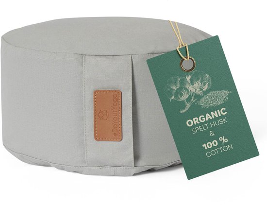 #DoYourYoga - Yoga kussen - »Vishnu« - rond meditatiekussen met bio-organische Spelt vulling - H:15cm, diam.30cm - muis grijs van #DoYourYoga — afbeelding 5