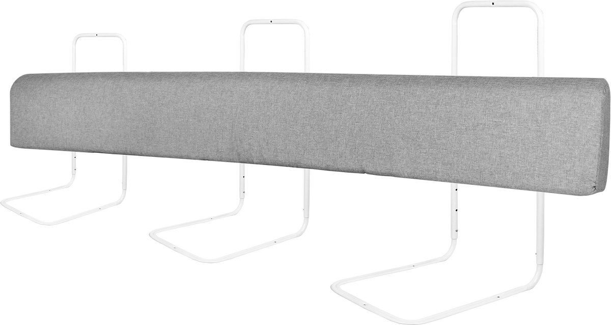 Babybedhekje, bedveiligheidshekje, 200 cm, in hoogte verstelbaar met 5 gaten, vrij te koppelen bedrandbeschermer voor gezinsbed en kinderbed (grijs) NAIZY