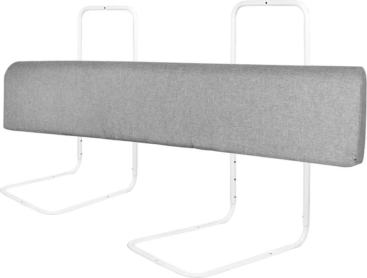 Babybedhekje, bedveiligheidshekje, 100 cm, in hoogte verstelbaar met 5 gaten, vrij te koppelen bedrandbeschermer voor gezinsbed en kinderbed (grijs) NAIZY