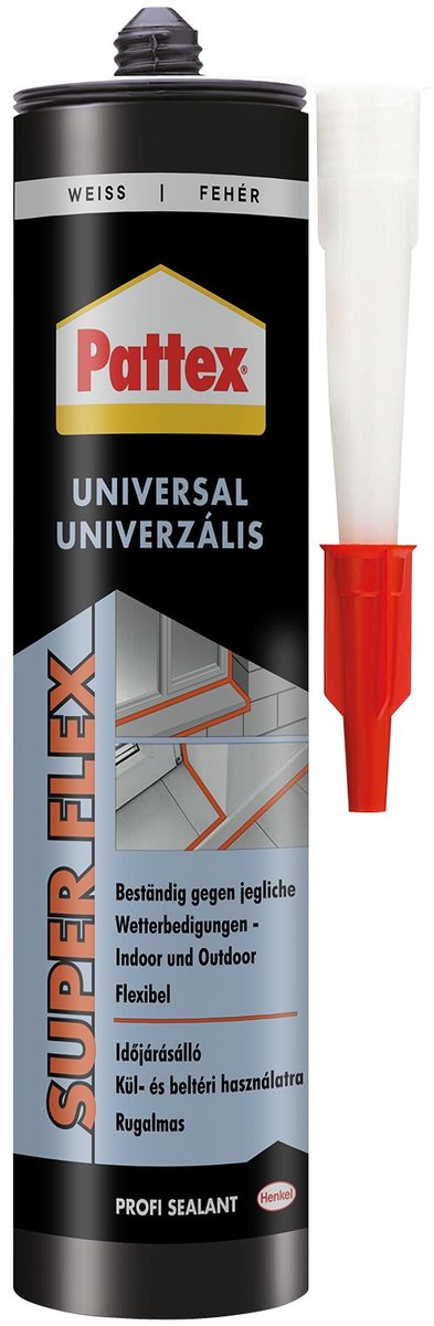 Pattex Universele Siliconenkit Wit – 280 ml – Waterdichte Kit voor Badkamer & Sanitair – Binnen & Buiten – Weer- en UV-bestendig 1 Stuks [H2925553]
