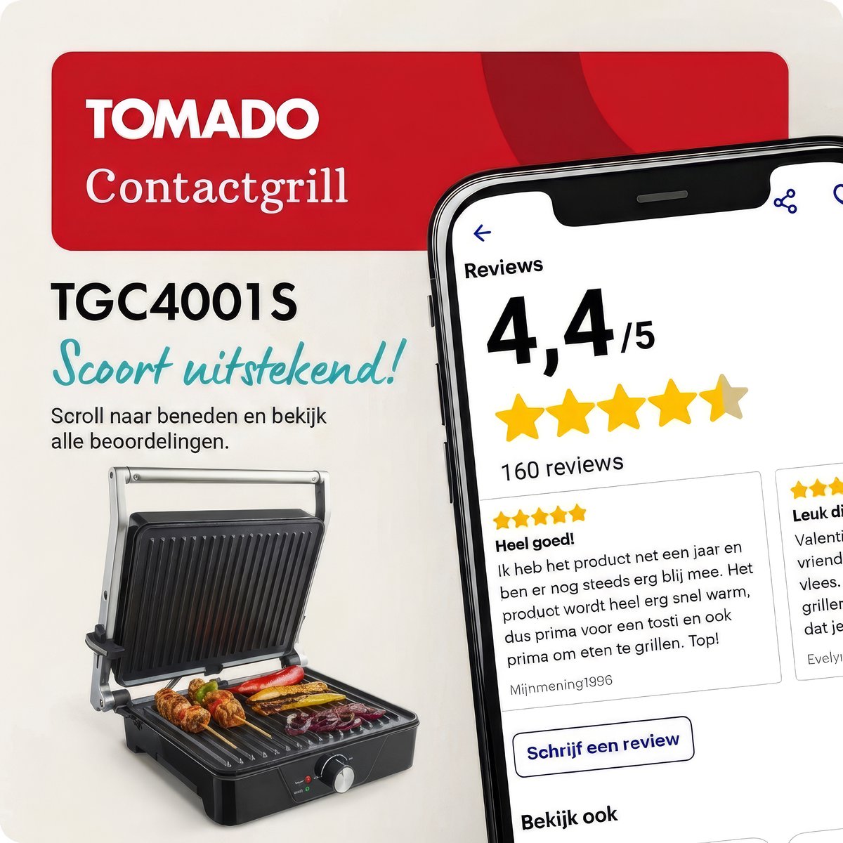 Tomado TGC4001S - XXL contactgrill - Tosti apparaat - 30 x 24 cm - Tosti ijzer - Instelbare temperatuur - Grill apparaat - PFAS vrij - 2000 watt — cadeau in Kookcadeaus - foto 8