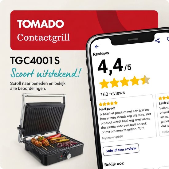 Tomado TGC4001S XXL Contactgrill Tosti Apparaat 30 X 24 Cm tomado-tgc4001s-xxl-contactgrill-tosti-apparaat-30-x-24-cm