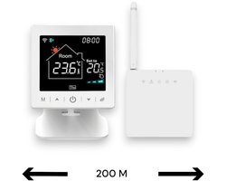 Thermostaat | Wifi | Tiptoetsbediening | Opbouw | Verwarmen | Tuya Smart Life | Zwart