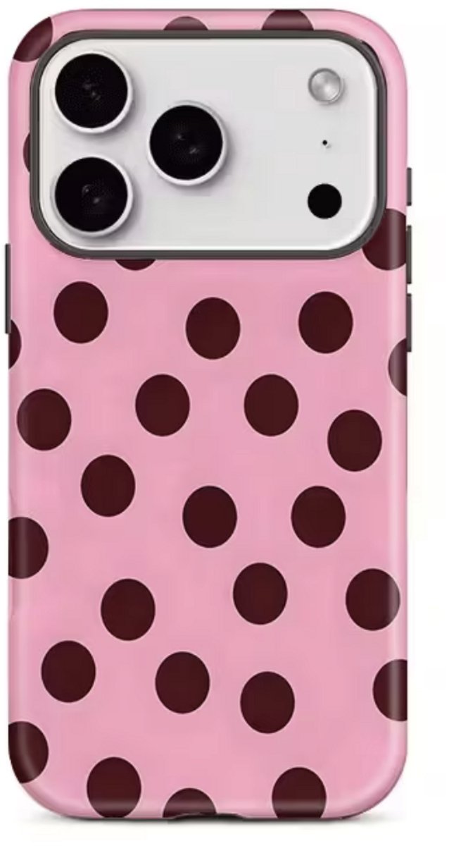 Roze Telefoonhoesje – Geschikt voor iPhone 16 – Stippen Print - Harde Polka Dot Case – 4 Season Must Haves