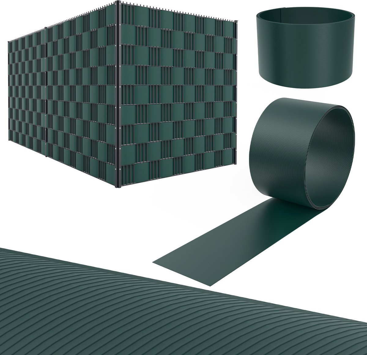 Aufun Premium Hard PVC Zichtweringsstroken – Inkijkbescherming & Windscherm – Tuin & Balkon – 2,5m x 19cm Groen