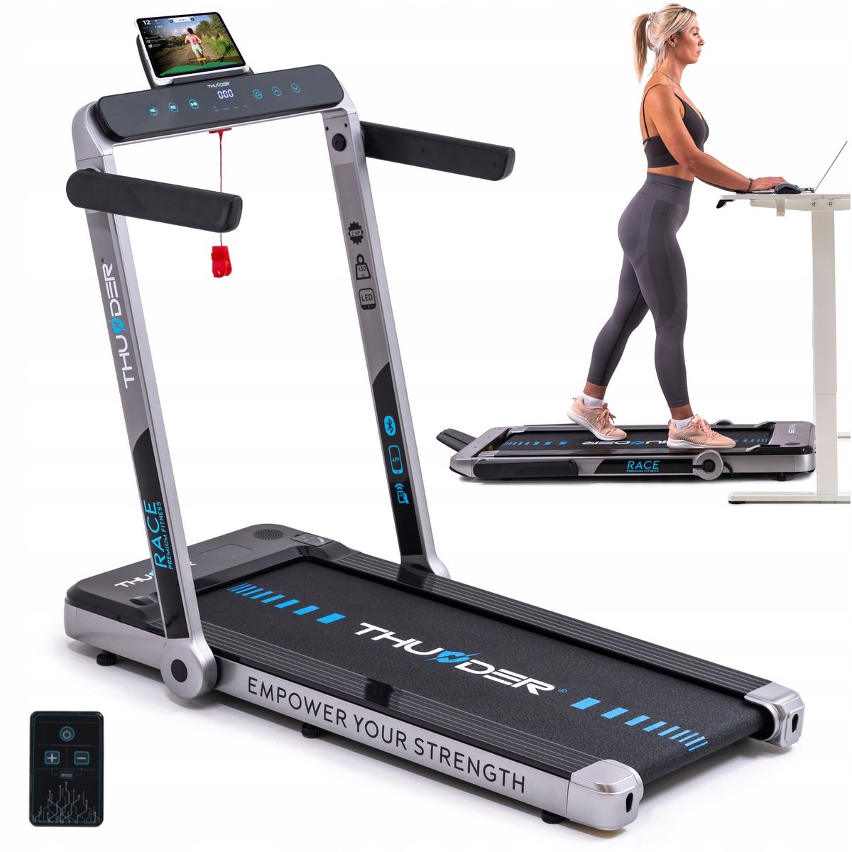 THUNDER Loopband - Opvouwbaar walkingpad - 14 km/u - 130 kg - THUNDER RACE-SILVER