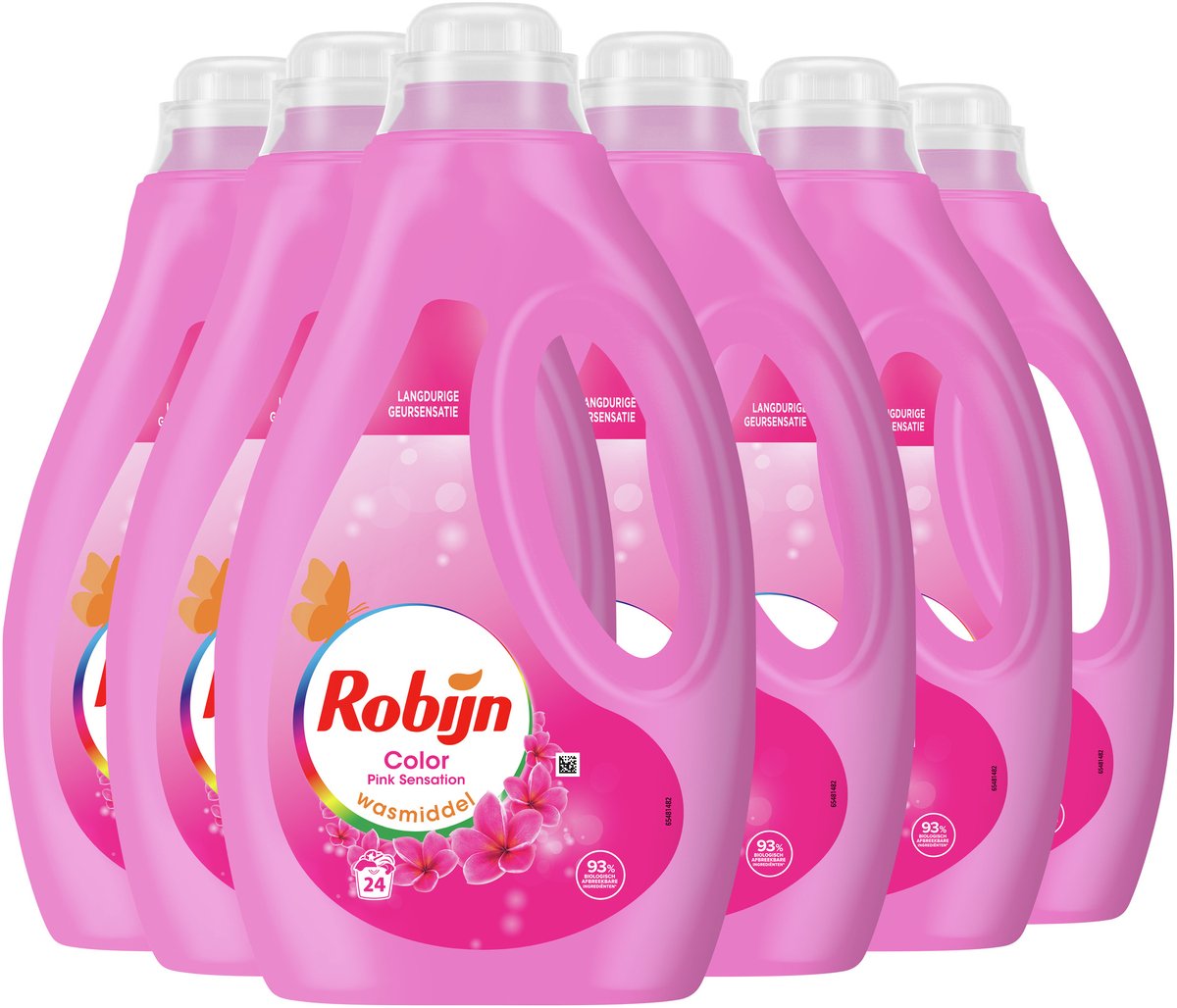 Robijn - vloeibaar wasmiddel - pink sensation - 6 flessen - 144 wasbeurten - voordeelverpakking
