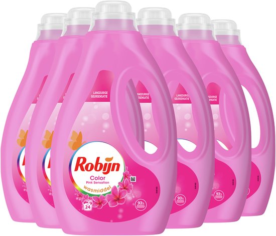 Robijn - Vloeibaar Wasmiddel - Pink Sensation - 6 flessen - 144 Wasbeurten - Voordeelverpakking
