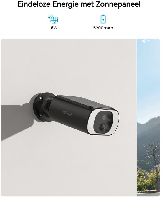 ieGeek Solar Camera - Draadloze Beveiligingscamera voor Buiten - Buiten Camera met Zonnepaneel - Bewakingscamera voor Buiten - Beveiligingscamera Buiten - 2K Ultra HD - Met Wifi en App — afbeelding 3