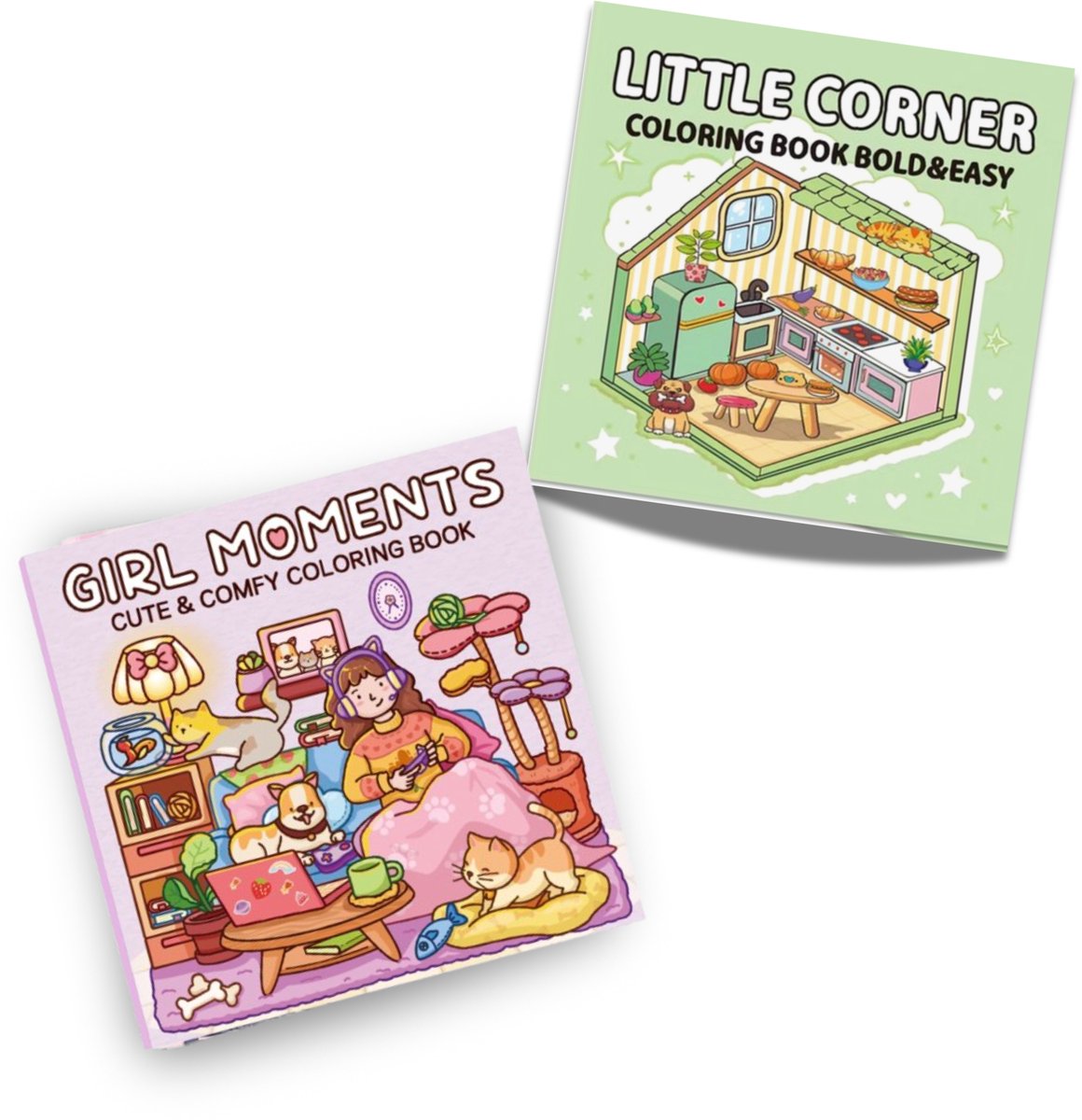 Cozy Coloring Book - kleurboek cozy - 2 STUKS - Kleurboek Voor Volwassenen - Cozy friends Kleurboek - Kleurboek Voor Kinderen - Coloring Book - Little corner coloring book - Cute - Kleurboek Voor Beginners - kleuren op nummer voor volwassenen