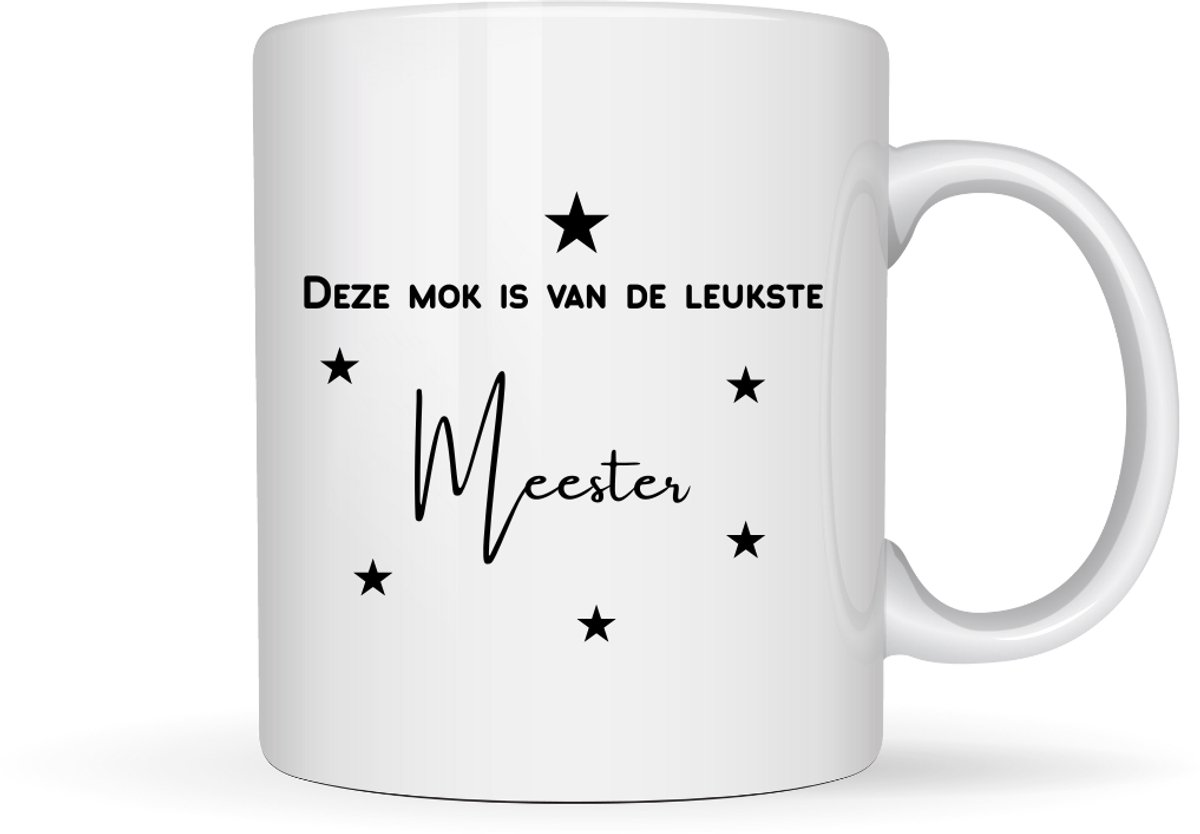 Mok “Deze mok is van de leukste meester” – Meester Cadeau – Koffiemok / Theemok 330 ml