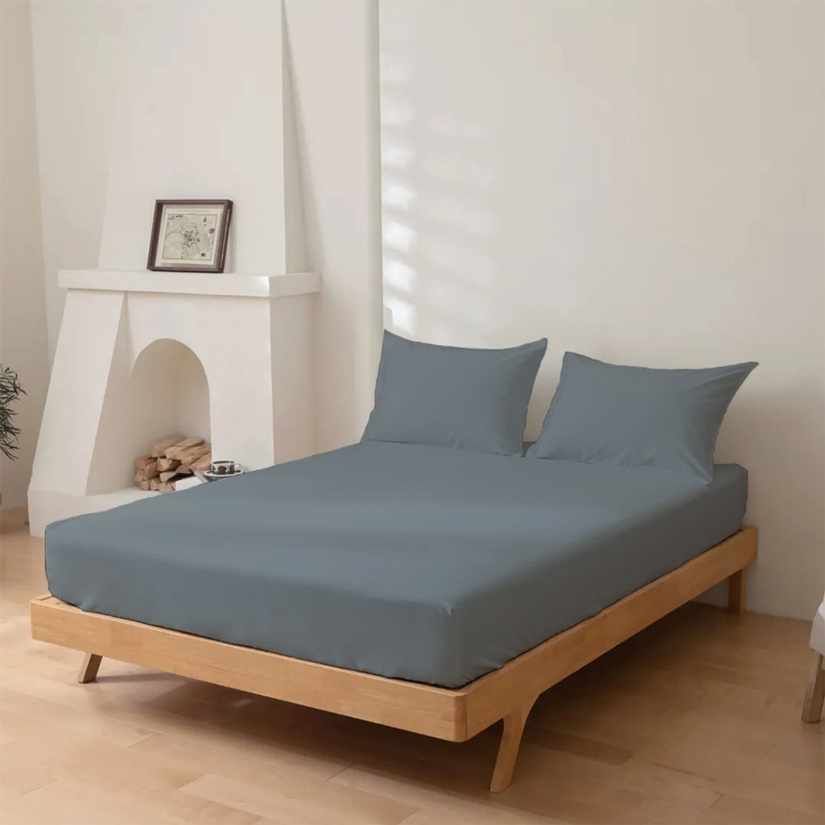 Dreamers Den - Hoeslaken - 100% Katoen Percaline - Katoen - Grijs - 180x200cm - 28cm Hoekhoogte