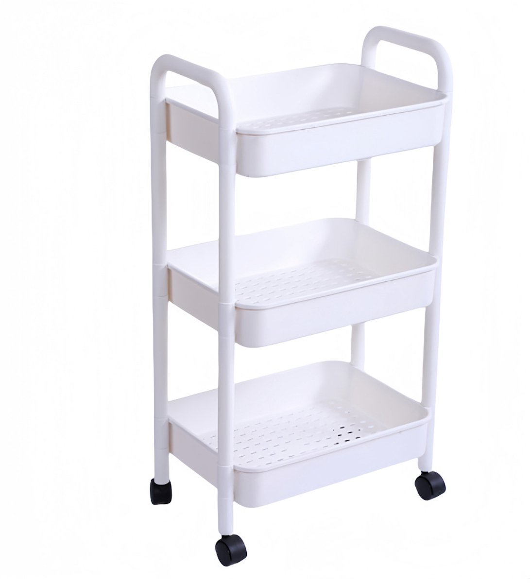 Decopatent - Smal Keukenrek opbergrek 3 laags op Wieltjes met Vakken - Smalle kast - Keukentrolley met wielen - Badkamer - Nisrek - Afm: 42 x 27.5 x 78 Cm