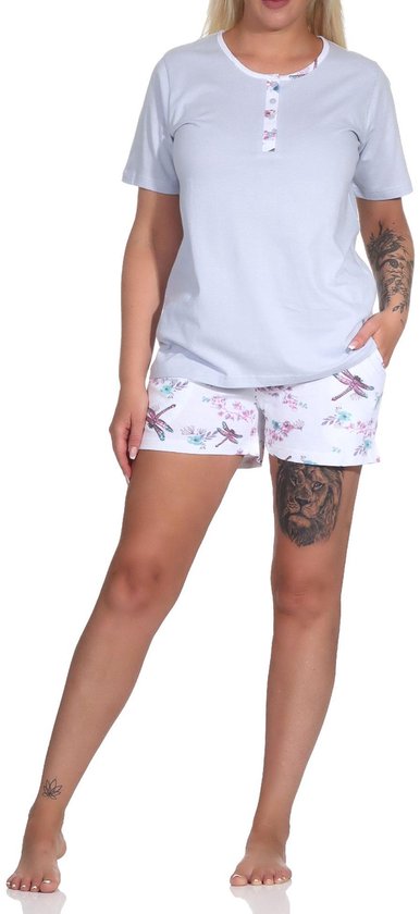 Normann dames Shorty pyjama met korte mouwen en bloemenprint